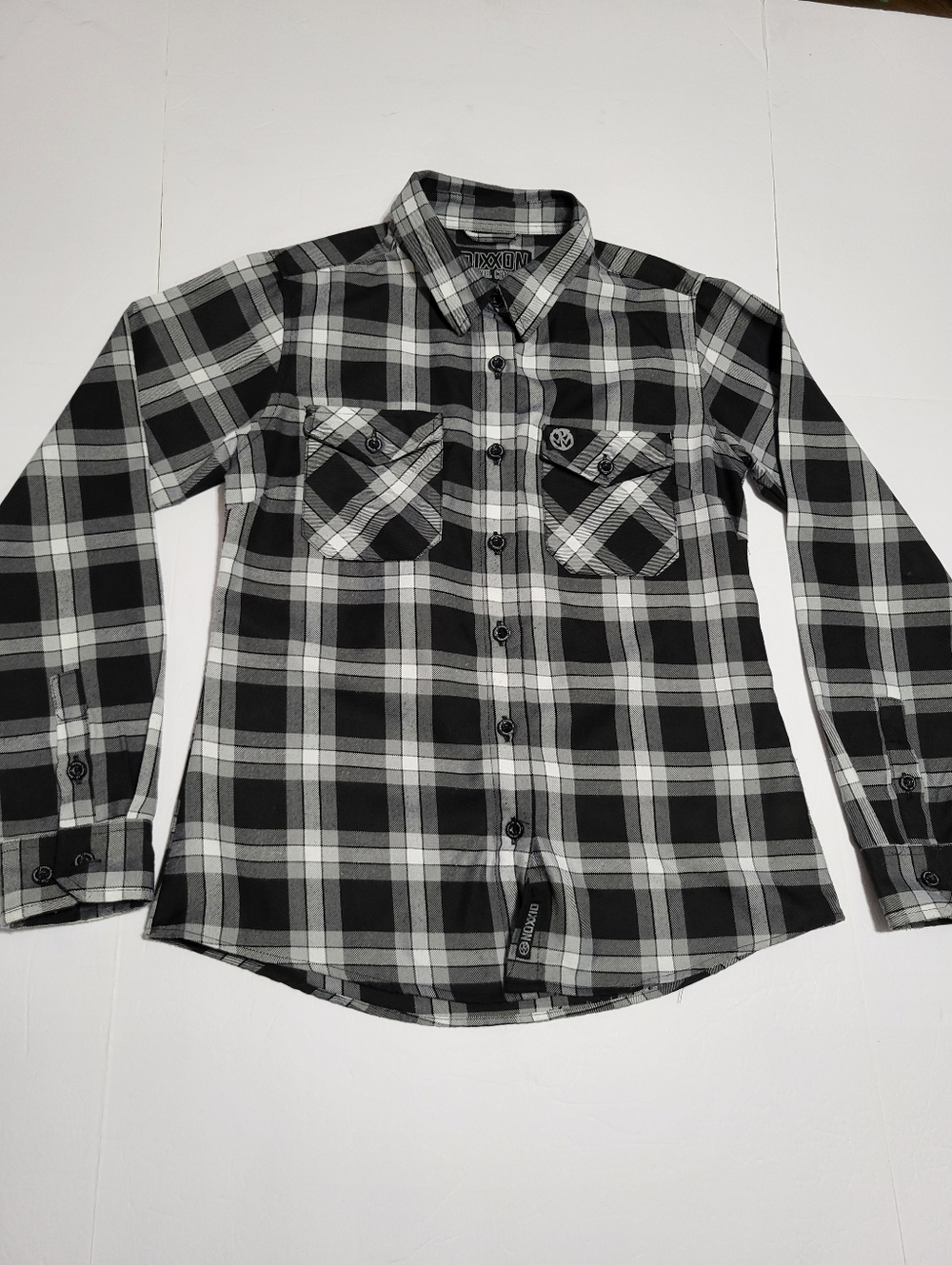 (#AA)Dixon Men’s Black & White Plaid Button-Down Shirt Pennywise Full Circle